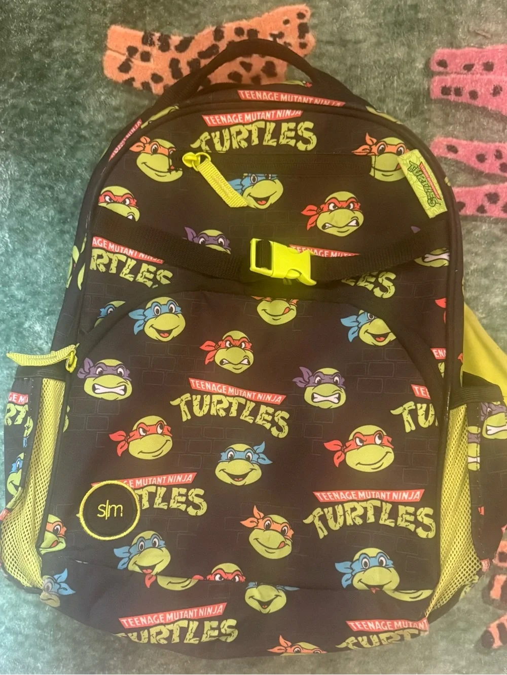 Teenage Mutant Ninja Turtles Kids Backpack - Black with Neon Yellow Accents